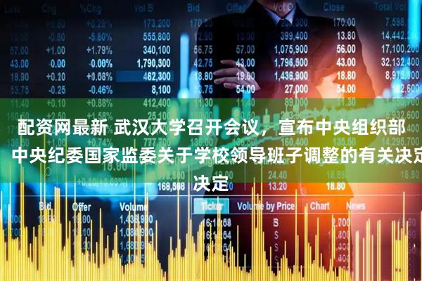 配资网最新 武汉大学召开会议，宣布中央组织部、中央纪委国家监委关于学校领导班子调整的有关决定